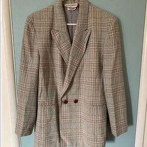 Vintage double-breasted plaid blazer